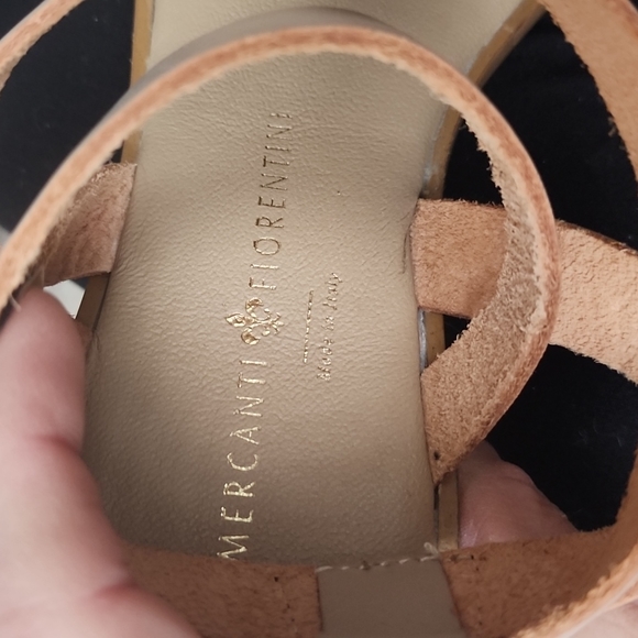 Mercanti Fiorentini Italy Metallic T Strap Leather Strappy Sandals Size 6 - Picture 6 of 8
